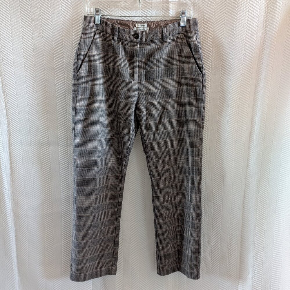 L.L. Bean Houndstooth Plaid Classic Fit Trousers Size 6 R Academia Preppy Office